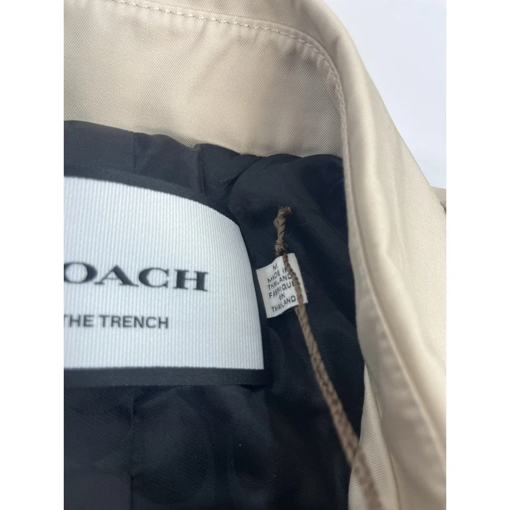 NEW Coach The Trench Coat Porcelain Mid Length City Belted Women's Medium Beige